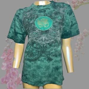 Green Y2K Dragon Tie Dye Tee